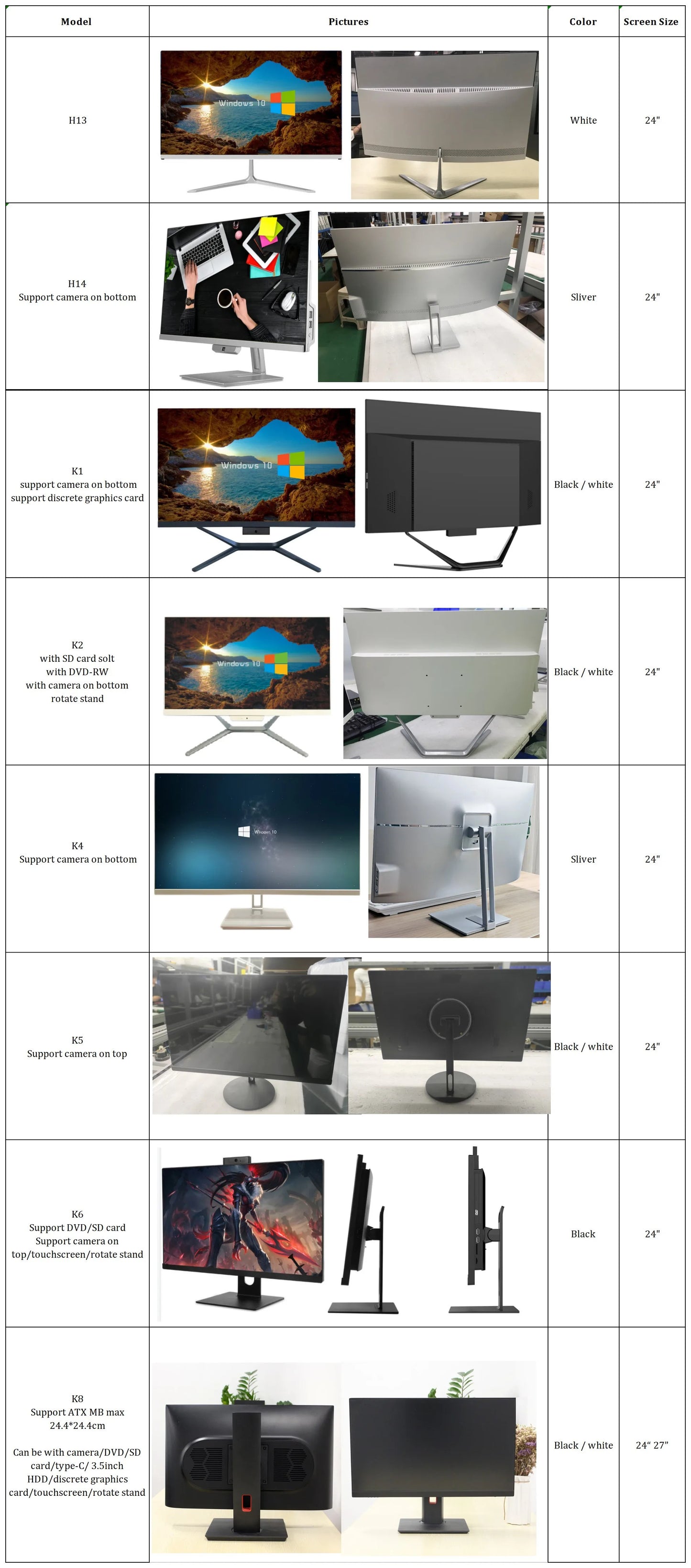 34 inch Curved All In One PC 4K HD Fish Screen All In One Computer16GB RAM Adjustable Office Computer