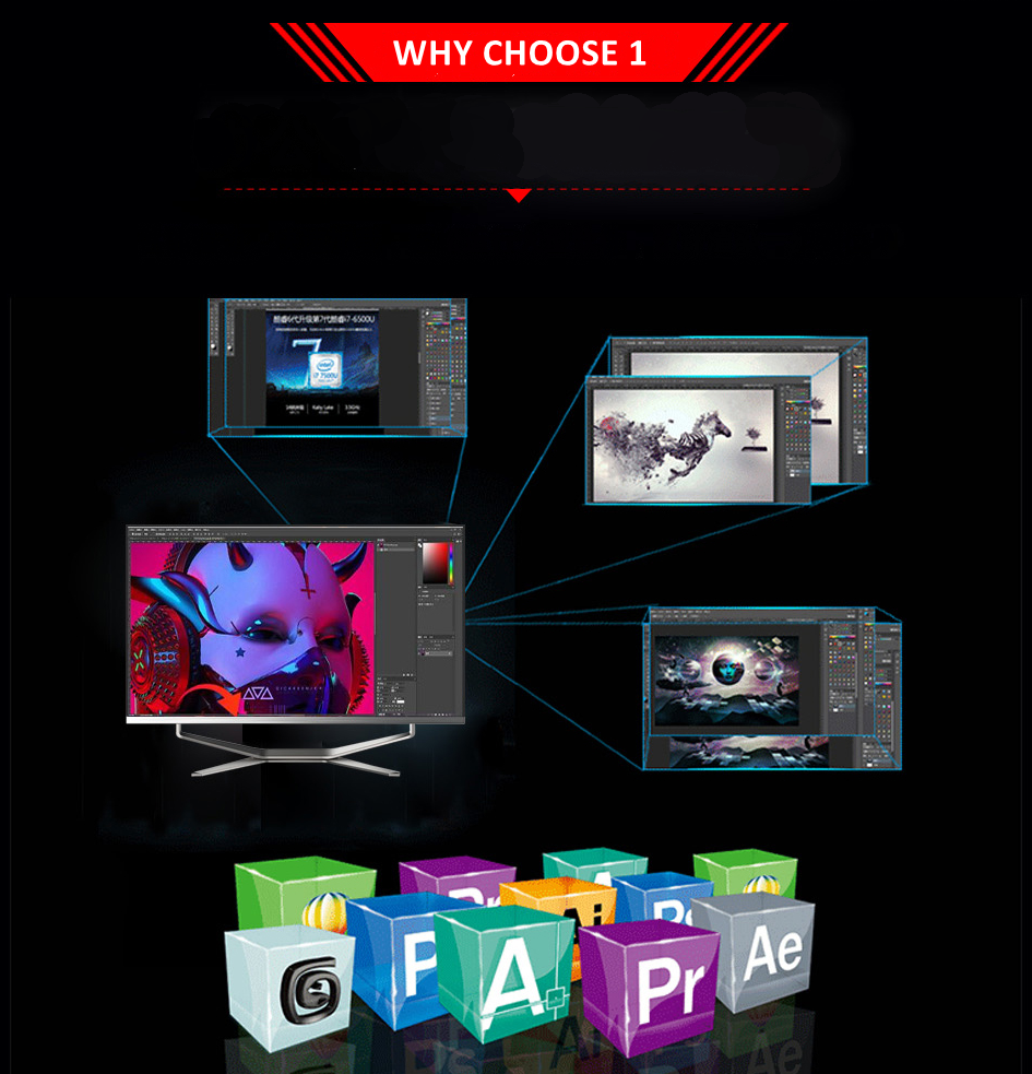 High Quality Desktop Computer 34 Inch All in One Gaming PC i7 cpu 8 core with Geforce NVIDIA GTX graphics GDDR5 Gamer using