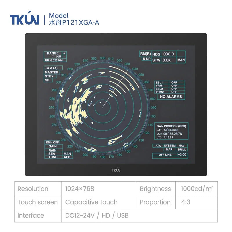 Factory 13.3 Inch Marine/yachts Displays 1000-1500Nits Outdoor Ag glass Binding Ip65 Waterproof Industrial Touch Screen Monitor