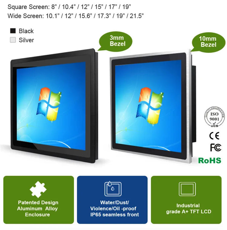 Marine 13.3 Inch P133WUGA-A 1000 Nits Outdoor Lcd Touch Screen Display IP65 Waterproof AG Glass Binding Touch Screen Monitor