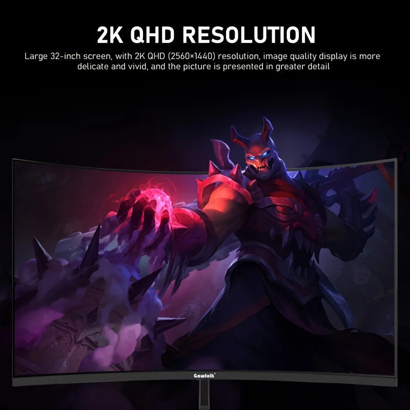 32-inch Ultra-Wide Curved 165Hz Gaming Computer Monitor 1800R Computer Screen, 2KQHD (2560x1440), Angled, DisplayPort,