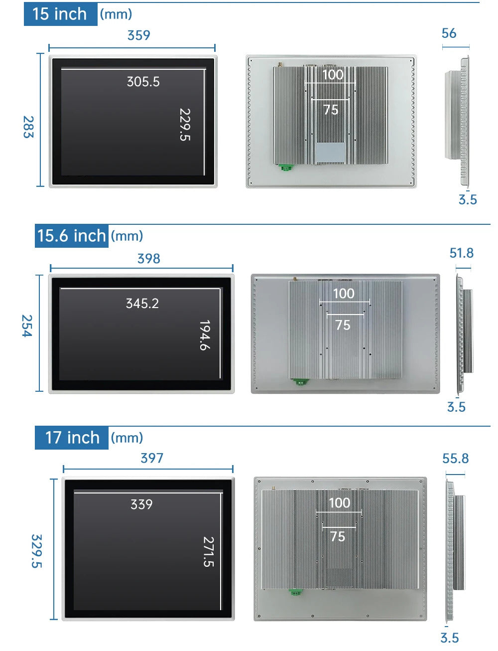 17 Inch Industrial Touch Screen Panel Pc Aluminum Case Embedded Front Ip65 All In One Industrial Panel Pc