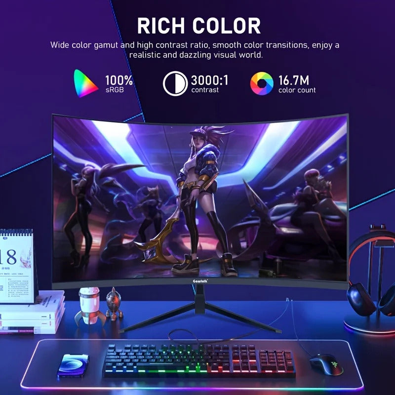 32-inch Ultra-Wide Curved 165Hz Gaming Computer Monitor 1800R Computer Screen, 2KQHD (2560x1440), Angled, DisplayPort,