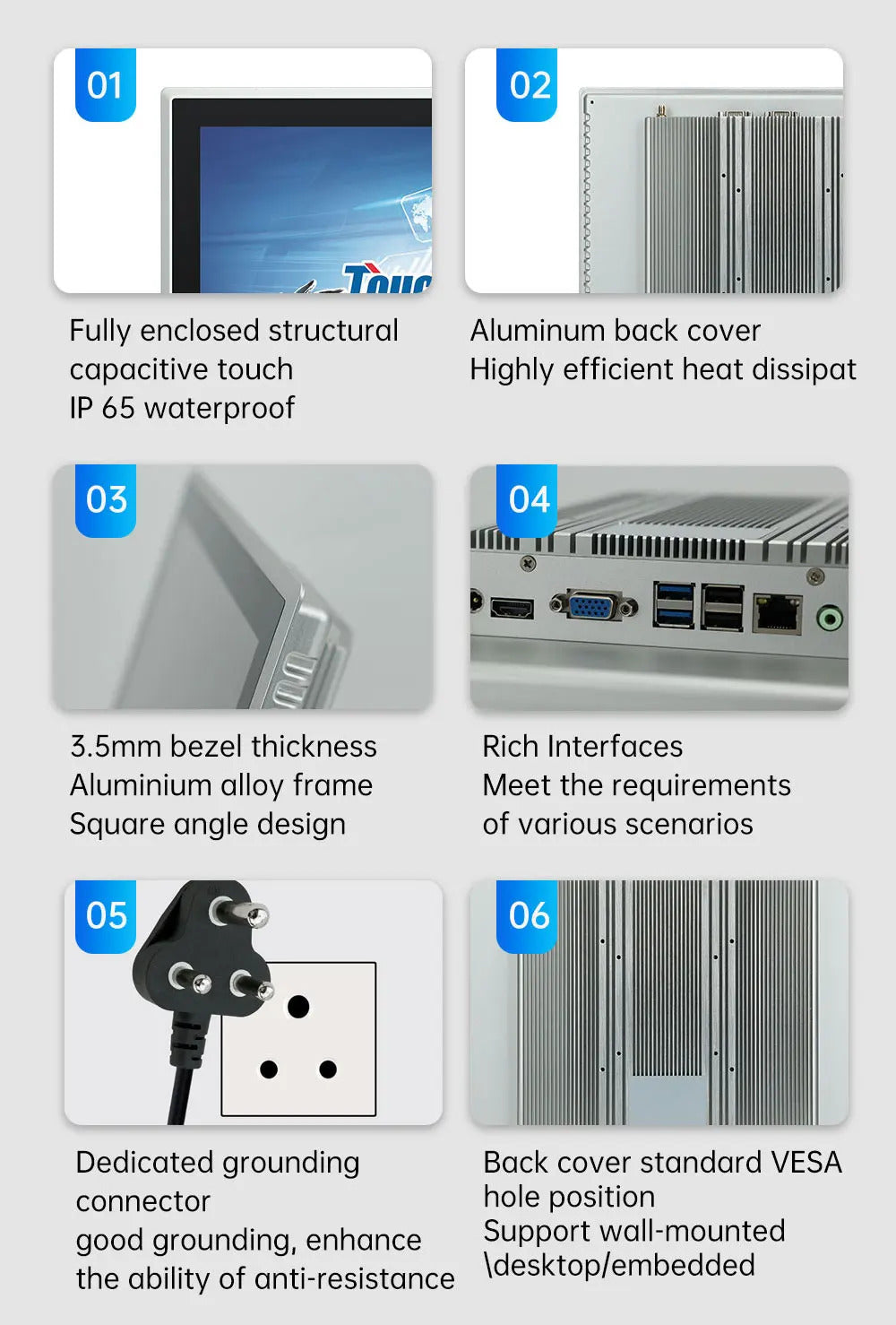 17 Inch Industrial Touch Screen Panel Pc Aluminum Case Embedded Front Ip65 All In One Industrial Panel Pc
