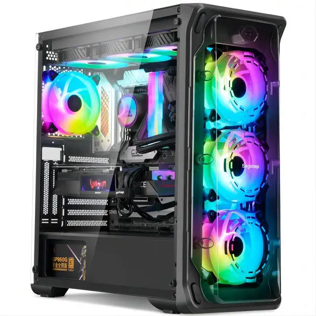 Aotesier Gaming PC core A8 7680 CPU With 16G RAM 500 G SSD ATX/ITX/M-ATX full view side panel Temper Glass Front Gaming pc game