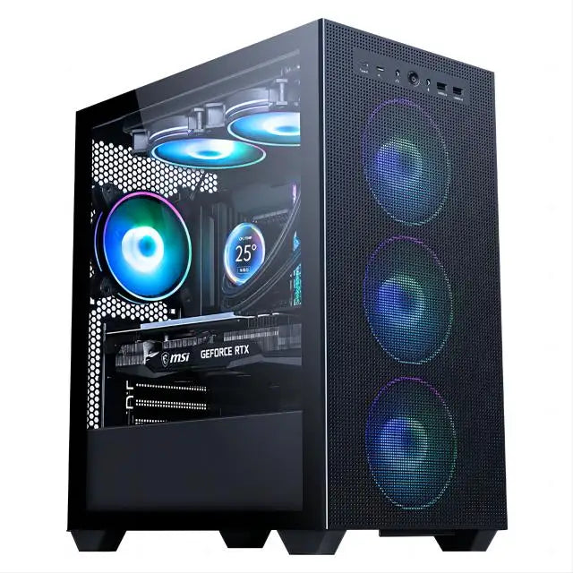 Aotesier Gaming PC core A8 7680 CPU With 16G RAM 500 G SSD ATX/ITX/M-ATX full view side panel Temper Glass Front Gaming pc game