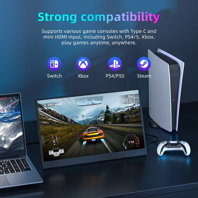 15.6 Inch Portable Monitor Touch Screen Monitor with VESA FHD 1080P IPS Gaming Display  for Laptop PS4/5 Switch Xbox Phone