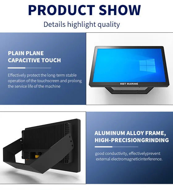 18.5  Inch Marine Displays Outdoor High Brightness 1000 Nits 1500 Nits IP67 Waterproof Fishing Boat Industrial Monitor