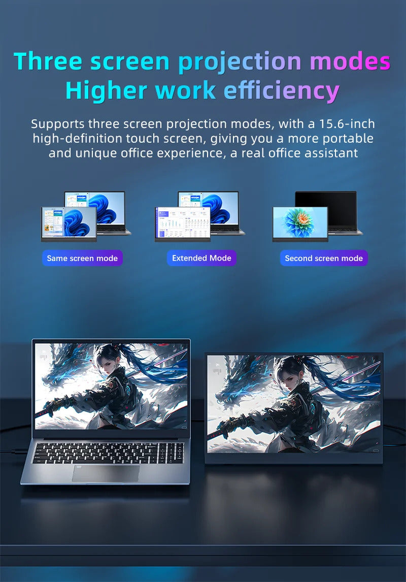 15.6 Inch Portable Monitor Touch Screen Monitor with VESA FHD 1080P IPS Gaming Display  for Laptop PS4/5 Switch Xbox Phone