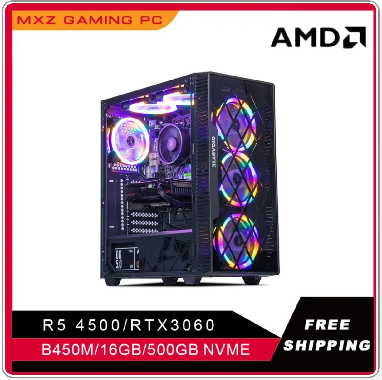Gaming PC Ryzen 5 4500 CPU  GTX 1660S With 500GB NVME Windows11 Pro Key Desktop Computer For System Unit Pc Customize Pc gamer comple