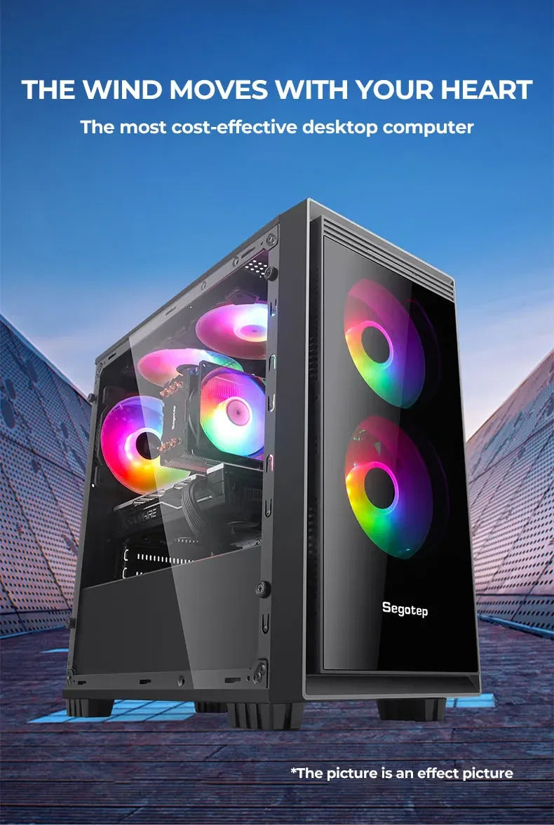 Gaming PC core i9 E5-2650 CPU , RTX 3050, B760 DS3H, 16GB RAM , 256G 512G SSD, 5 Fans RGB Case (I5 i7 cpu)