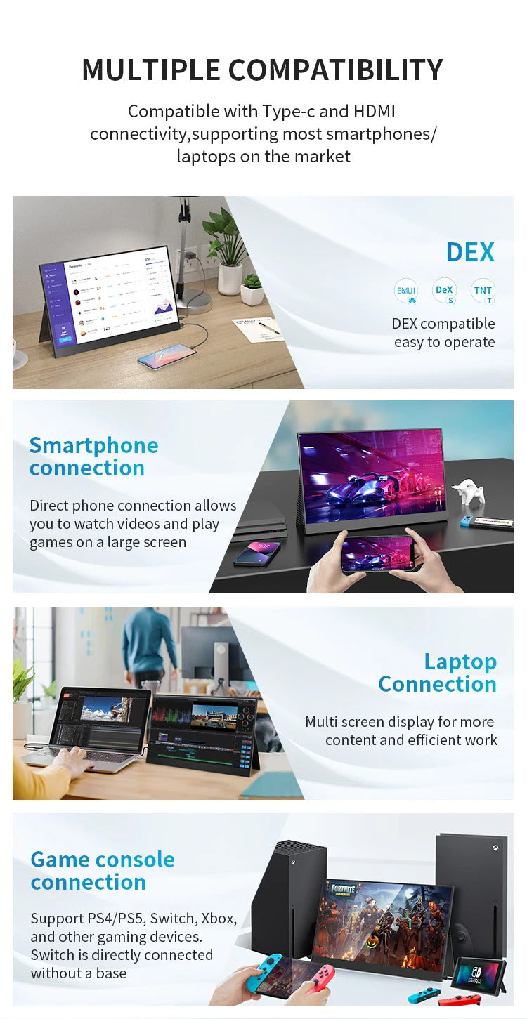15.6'' Touch Portable Monitor Gaming 1080P FHD IPS USB-C HDMI Computer Display for Switch Xbox One PS4/5 Phone Pc Laptop