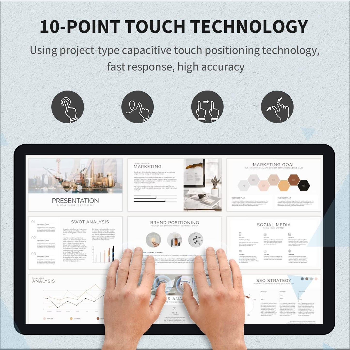 1000 nits 27 inch Capacitive Multi-Touch Screen Industrial Monitor, 16:9 Display 1920 x 1080P, Built-in Speakers, VGA, DVI & HDMI Monitor for PC, POS, Small Business, Restaurant