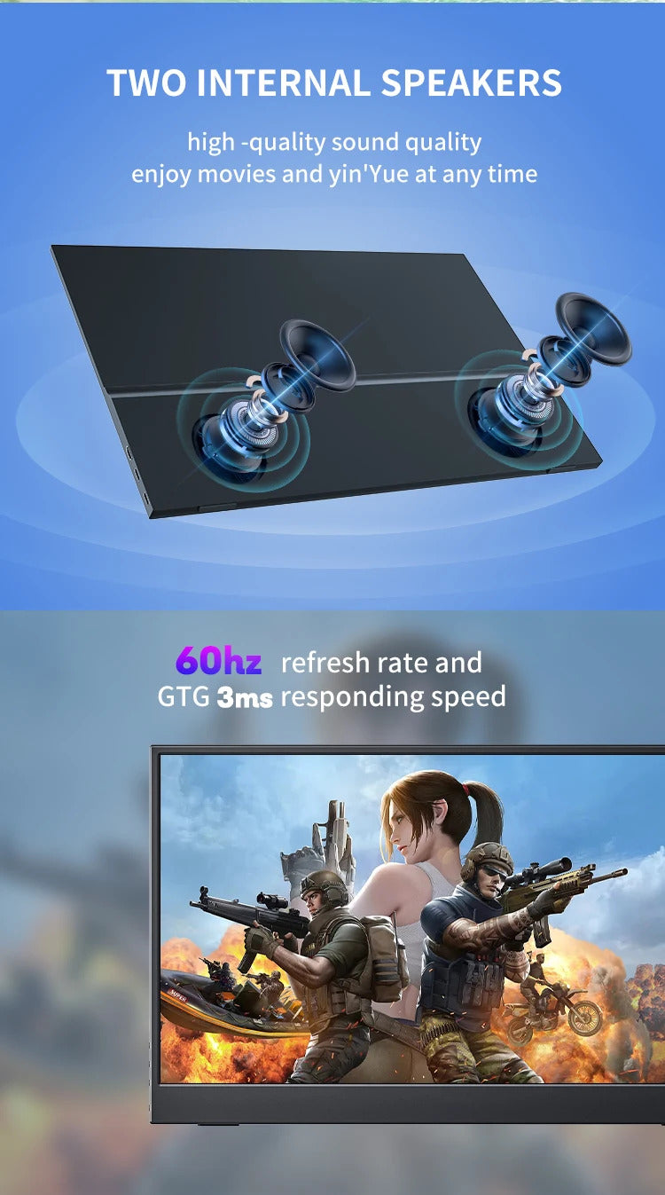 15.6'' Touch Portable Monitor Gaming 1080P FHD IPS USB-C HDMI Computer Display for Switch Xbox One PS4/5 Phone Pc Laptop