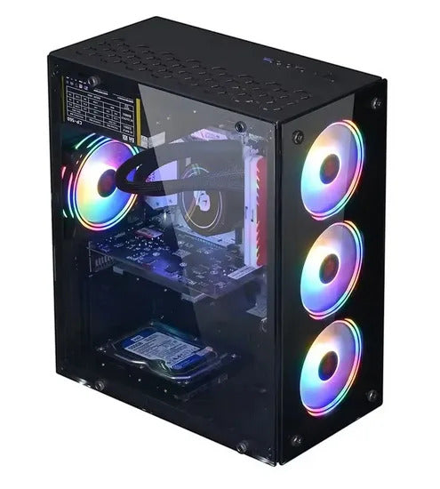 BRAND NEW Gaming Computer PC core A8 7680 CPU With 16G RAM 500 G SSD ATX/ITX/M-ATX full view side panel Temper Glass Front Gaming pc game