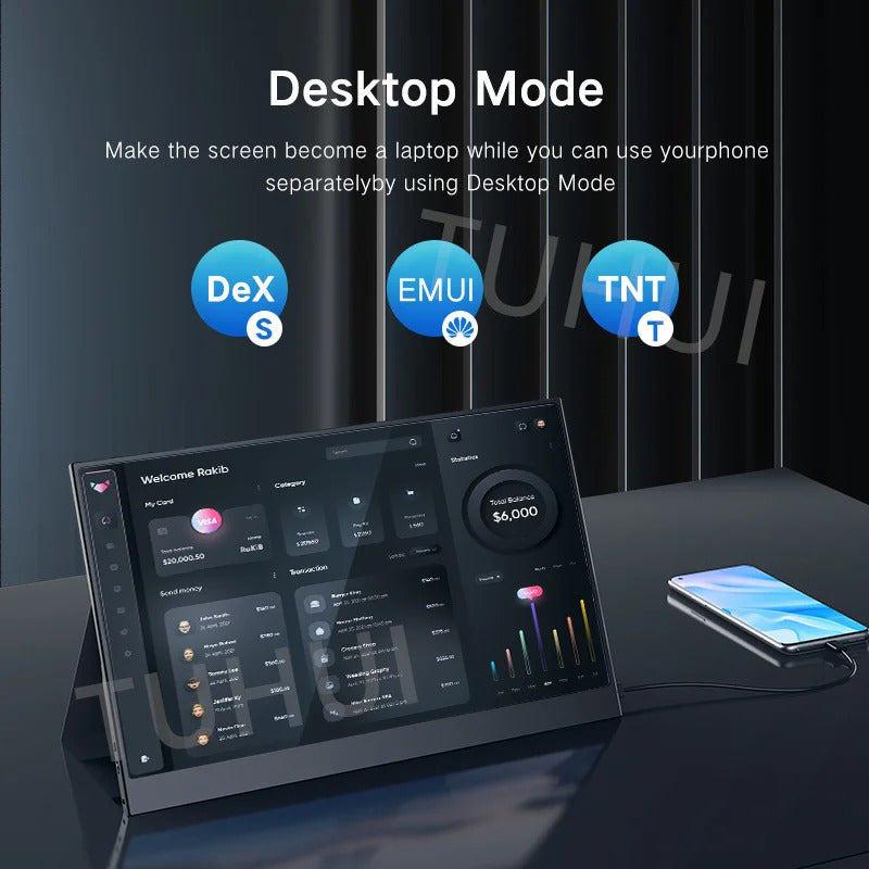 15.6 Inch 2K Portable Monitor 144Hz 2560*1440 100%sRGB IPS Gaming Display USB C HDMI HDR Screen for Xbox PS4 Switch Laptop