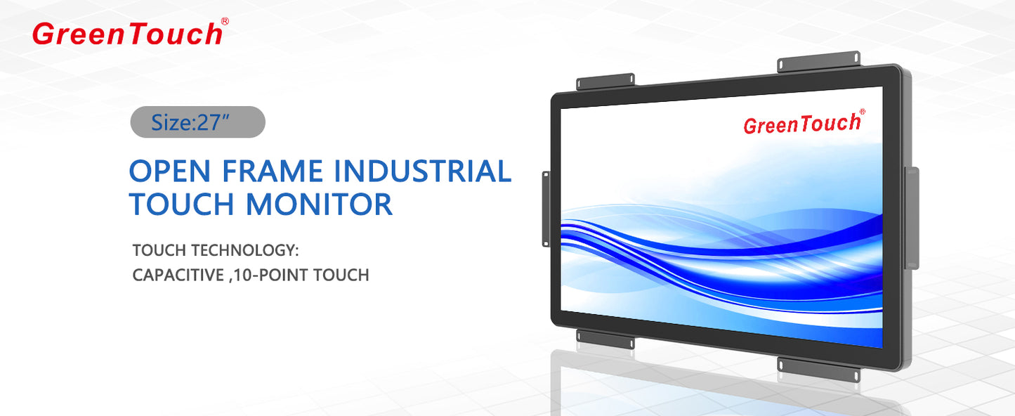 1000nits  27 inch 10 Points PCAP Open Frame Touch Screen LCD Display Monitors HDMI+VGA+DVI 1920x1080 Black