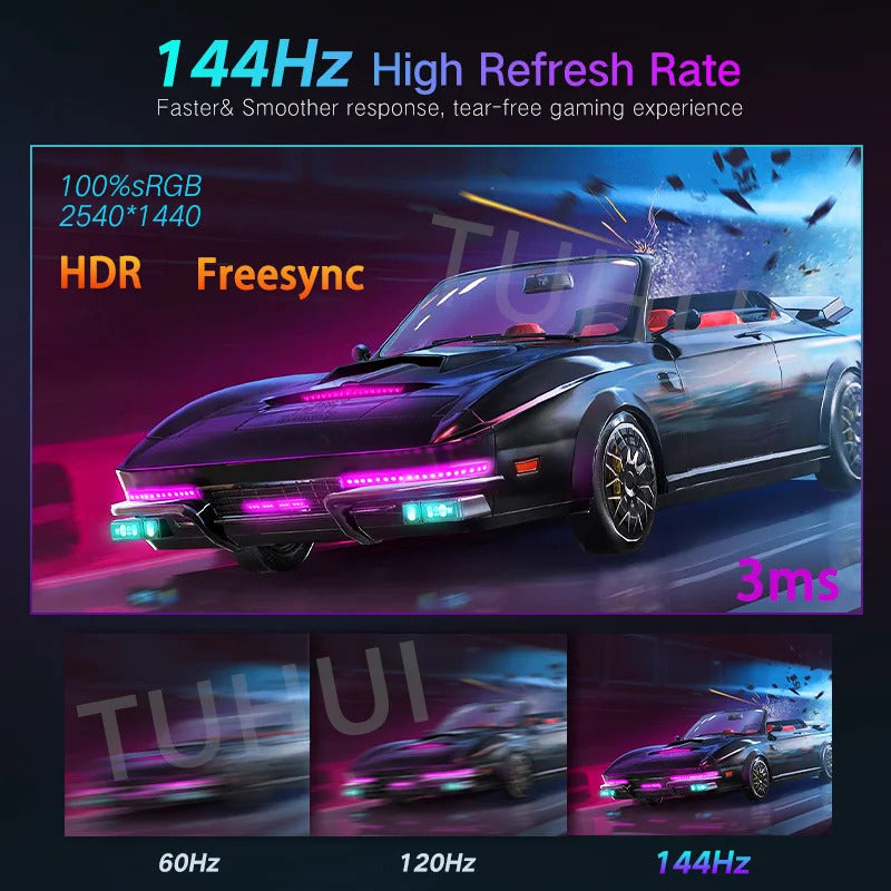 15.6 Inch 2K Portable Monitor 144Hz 2560*1440 100%sRGB IPS Gaming Display USB C HDMI HDR Screen for Xbox PS4 Switch Laptop