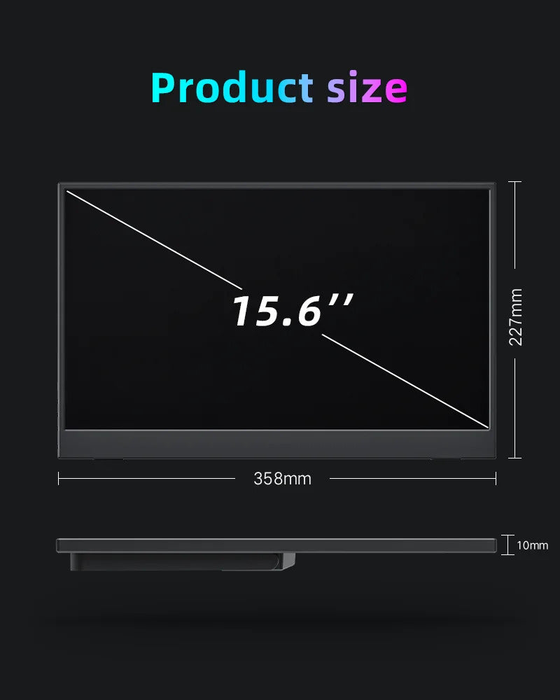 15.6 Inch Portable Monitor Touch Screen Monitor with VESA FHD 1080P IPS Gaming Display  for Laptop PS4/5 Switch Xbox Phone