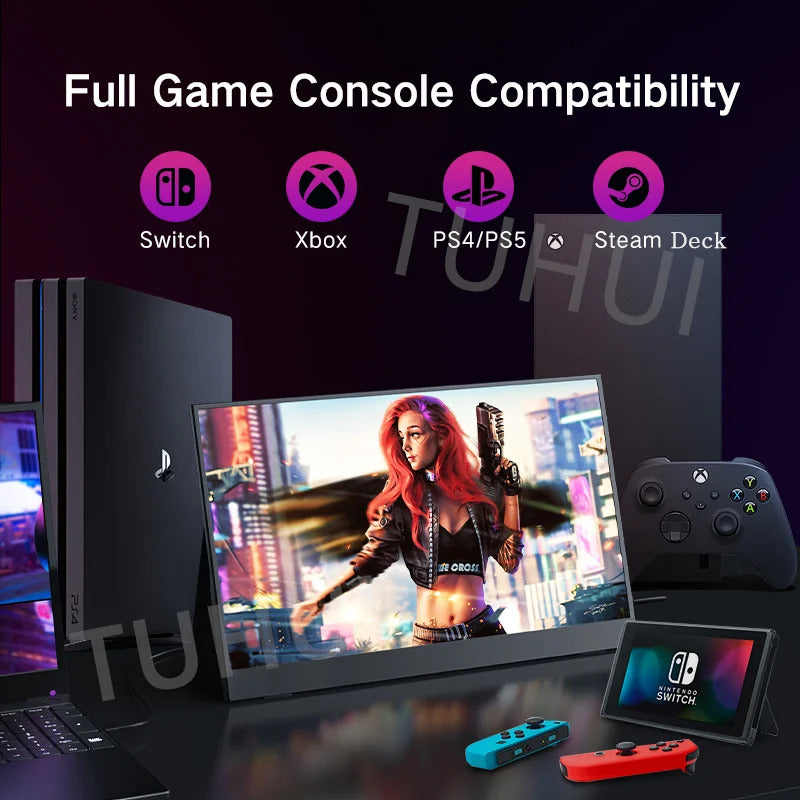 15.6 Inch 2K Portable Monitor 144Hz 2560*1440 100%sRGB IPS Gaming Display USB C HDMI HDR Screen for Xbox PS4 Switch Laptop
