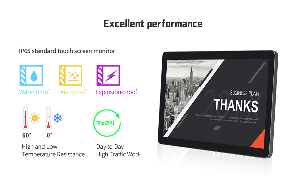 1000 nits 27 inch Capacitive Multi-Touch Screen Industrial Monitor, 16:9 Display 1920 x 1080P, Built-in Speakers, VGA, DVI & HDMI Monitor for PC, POS, Small Business, Restaurant