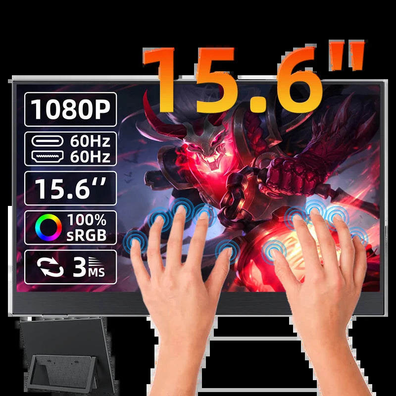 15.6 Inch Portable Monitor Touch Screen Monitor with VESA FHD 1080P IPS Gaming Display  for Laptop PS4/5 Switch Xbox Phone