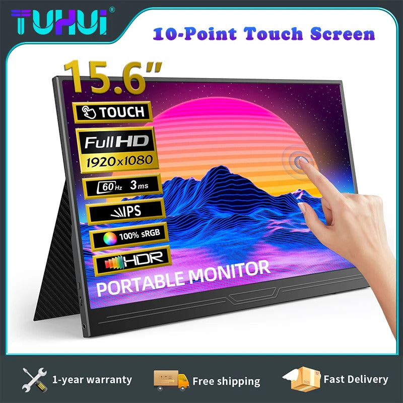 15.6'' Touch Portable Monitor Gaming 1080P FHD IPS USB-C HDMI Computer Display for Switch Xbox One PS4/5 Phone Pc Laptop