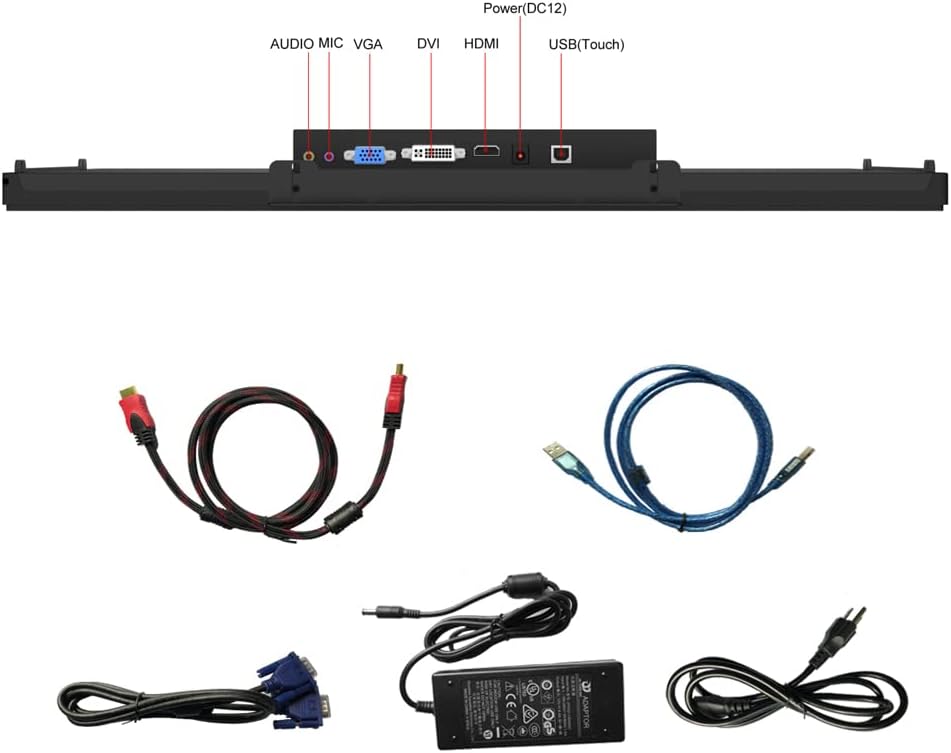 1000nits  27 inch 10 Points PCAP Open Frame Touch Screen LCD Display Monitors HDMI+VGA+DVI 1920x1080 Black