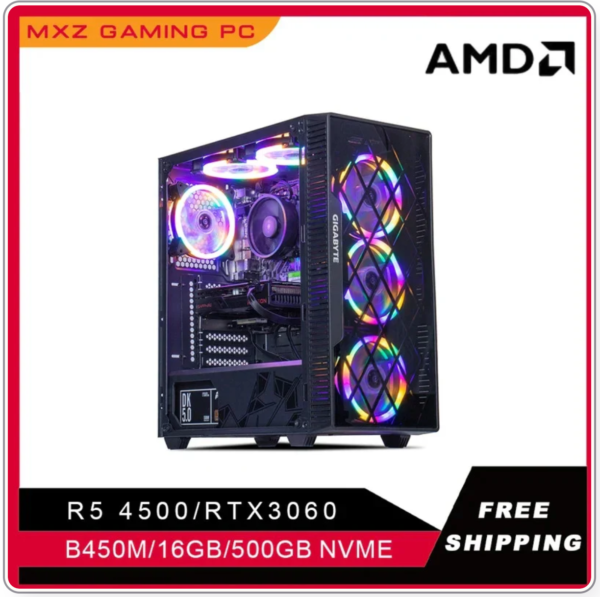 Gaming PC Ryzen 5 4500 RTX3060 500GB NVME Windows10 Pro Key Desktop Computer For System Unit Pc Customize Pc gamer comple