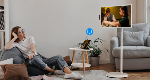 32 inch UHD 4K Smart Portable TV Gen2, 16G +256G Storage, Android OS, 15000mAh, Rolling TV on Wheels with Rotatable Touch Screen, Built-in Battery, Full Swivel Rotation, Voice Remote