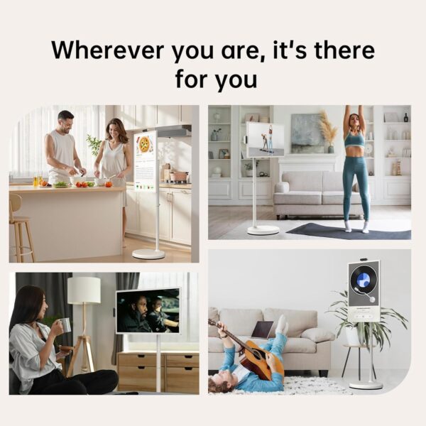 32 inch UHD 4K Smart Portable TV Gen2, 16G +256G Storage, Android OS, 15000mAh, Rolling TV on Wheels with Rotatable Touch Screen, Built-in Battery, Full Swivel Rotation, Voice Remote