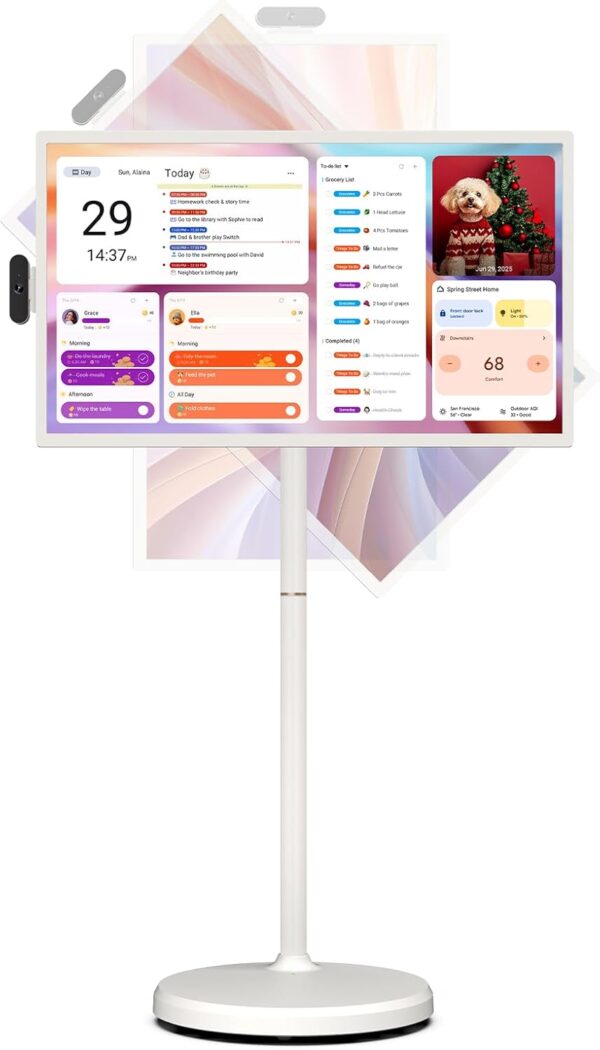 32 inch UHD 4K Smart Portable TV Gen2, 16G +256G Storage, Android OS, 15000mAh, Rolling TV on Wheels with Rotatable Touch Screen, Built-in Battery, Full Swivel Rotation, Voice Remote