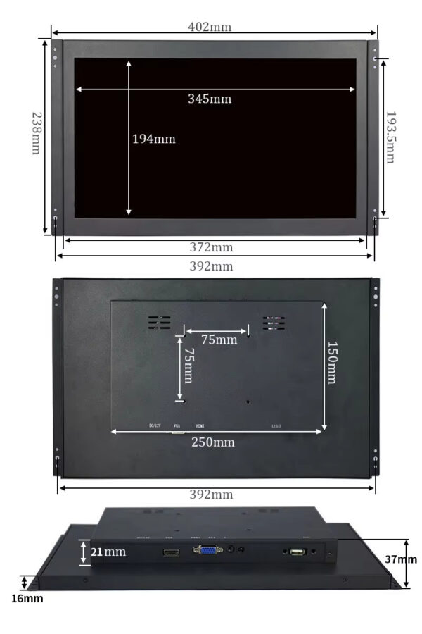 主图-04 15.6 Inch 1000NIT 1920*1080 FHD IPS Open Frame Capacitive Touch Screen Monitor Wall Mount Outdoor High Brightness LCD Display