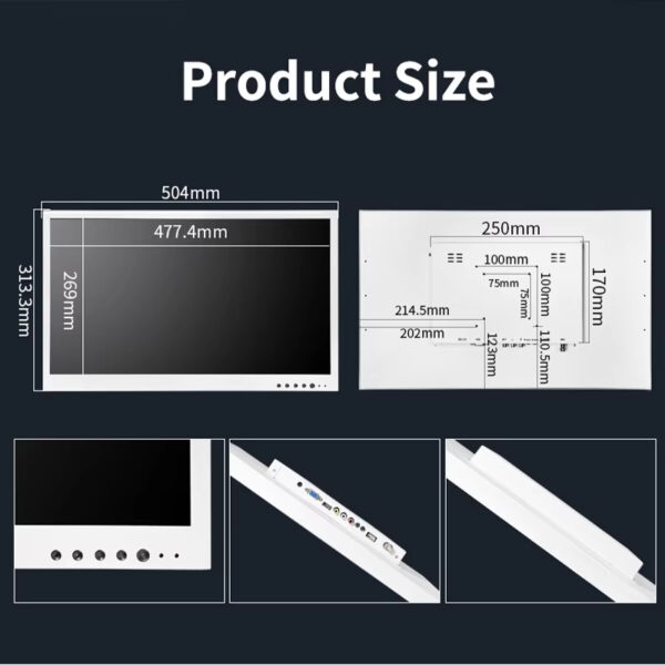 21.5 Inch 1000 nits 1920x1080 White Shell Panel VESA Mount Open Frame Capacitive TouchScreen Industrial Monitor LCD Display for Industrial